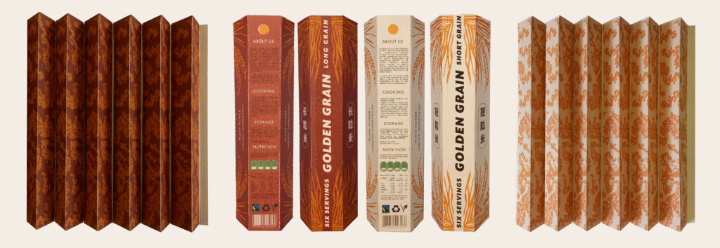 A packaging design for a cereal called Golden Grains